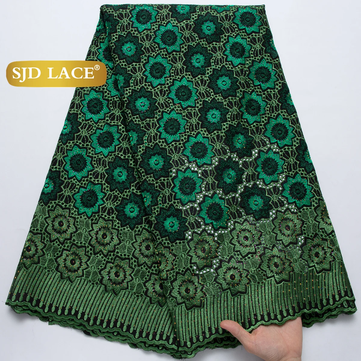 

SJD LACE Swiss Voile Lace 2026 High Quality African Nigerian Cotton Lace Fabric with Stones for Elegant Party Wedding 4690