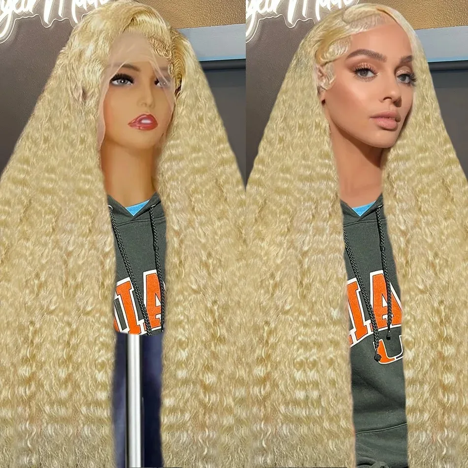 40 Inch Curly 613 Honey Blonde Lace Front Human Hair Wigs Loose Deep Wave 13x6 HD Water Wave Color Transparent Lace Frontal Wig