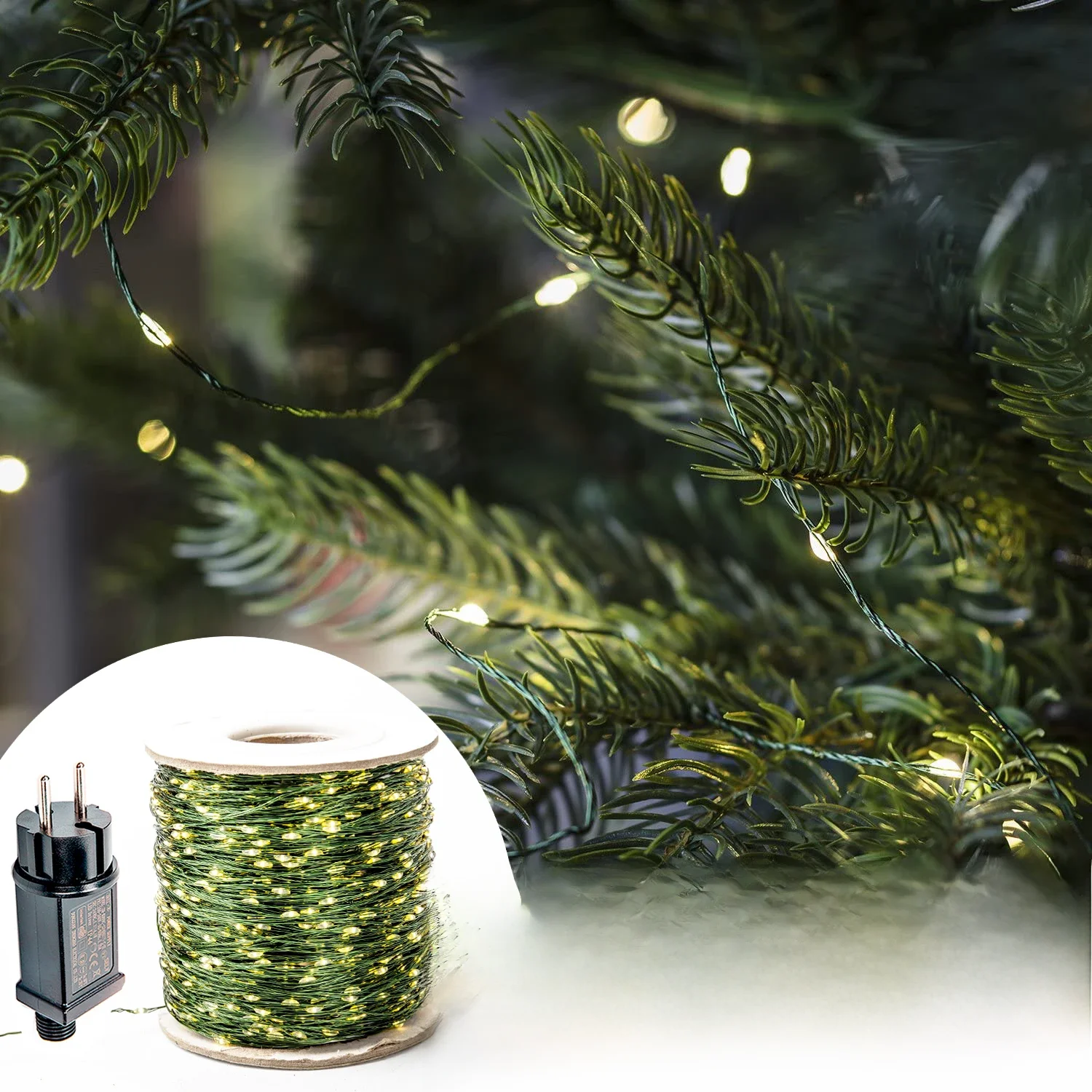 200M 2000LED Zielona Lampka Sznurkowa Girlanda Wodoodporna na Boże Narodzenie Ślub Ogrodowy Patio Pokój Dekoracja — 2
