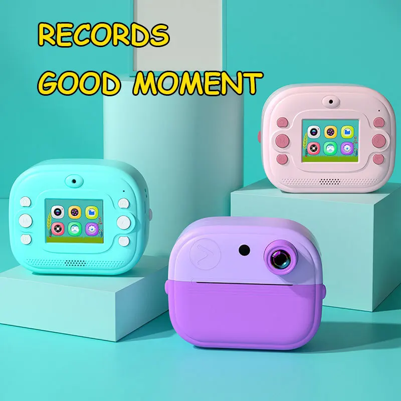 Kids Instant Print Camera Children Instant Print Camera with Printing Paper Mini Digital Video Camera Selfie Educational Toys