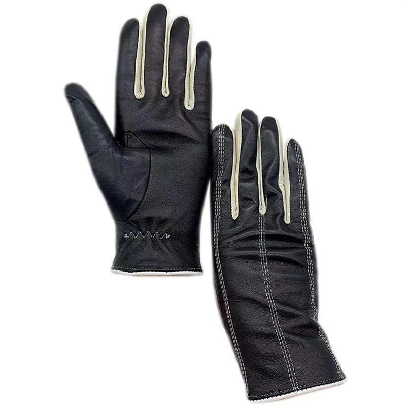 Winter women\'s comfortable genuine leather gloves new style driving riding warm 2024 short women\'s winter sheepskin comfortable