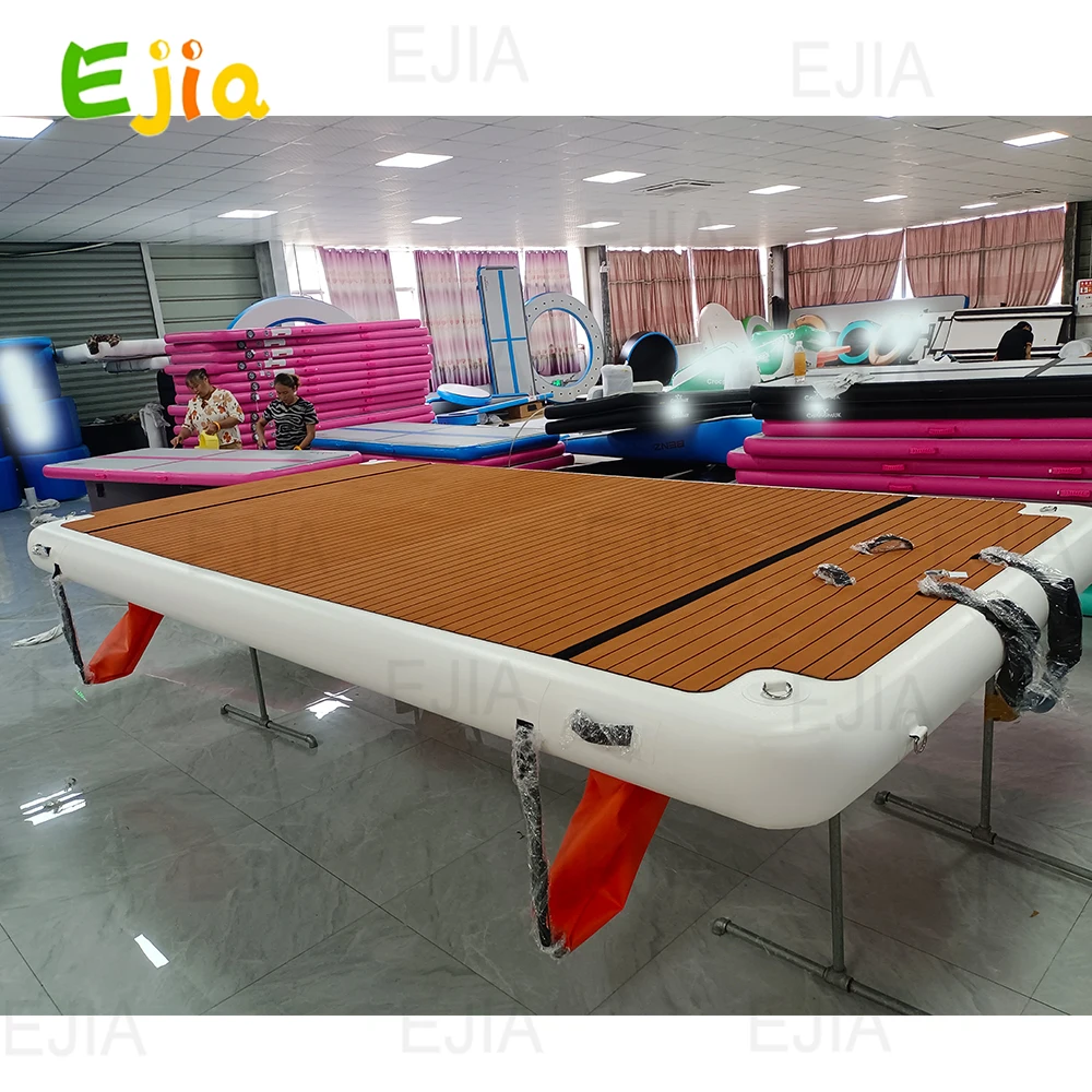 Stock Large 4m Inflatable Floating Dock with Non-Slip Surface, Inflatable Dock with Ladder & Carry Bag for Lake, Pool, or Beach