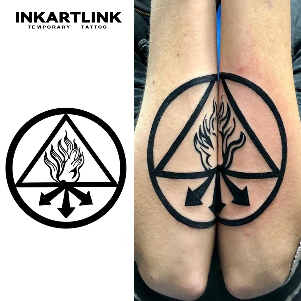 

Triangle Flame Temporary Tattoo,Lasts To 15 Days New Technology Magic Waterproof Semi Permanent Sticker