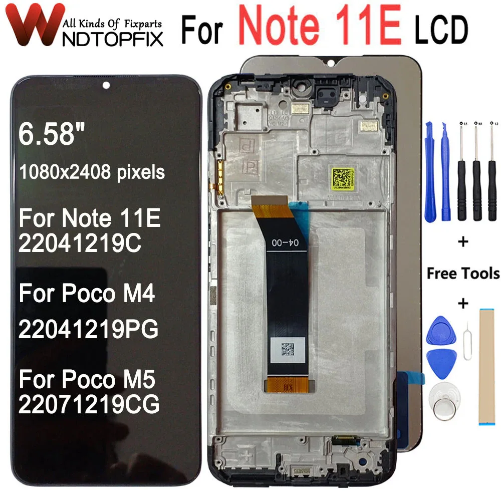 

6.58" For Xiaomi Redmi Note 11E LCD 22041219C Display Touch Screen Digitizer Assembly Replacement Part For Xiaomi Poco M4 M5 LCD