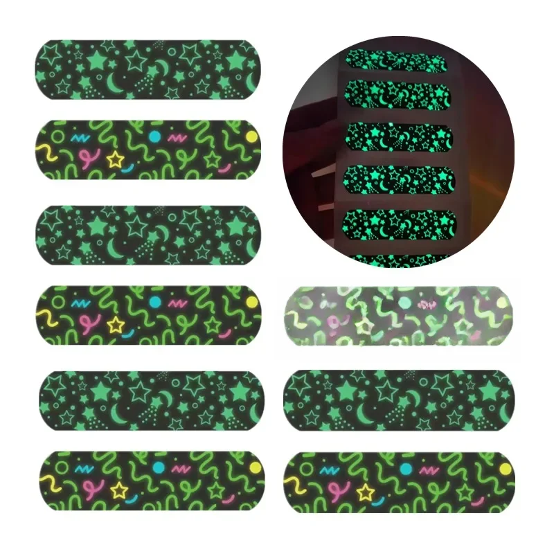 10 sztuk/zestaw Cartoon Luminous plaster 72x19mm Noctilucent tynk do opatrywania ran plastry paski świecące w nocy bandaże samoprzylepne — zdjęcie 2
