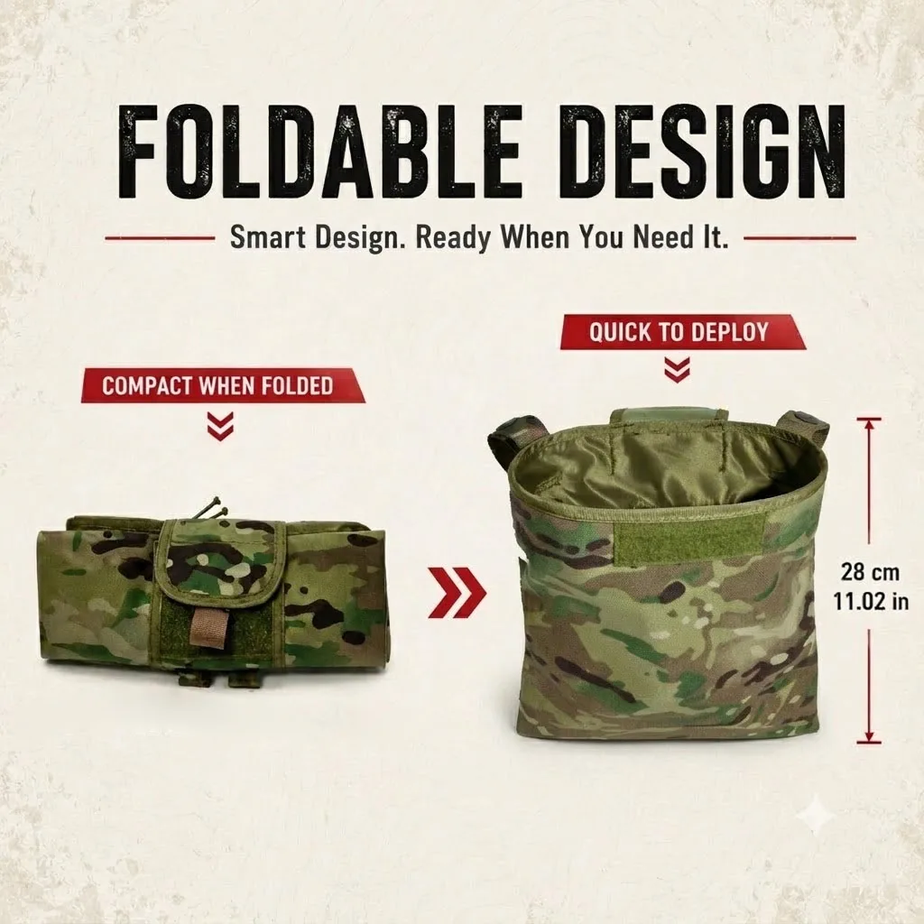 QX Foldable Tactical Dump Pouch MOLLE Ammo Magazine Storage Bag Waterproof Outdoor Gear