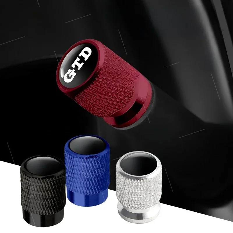 Bouchons de Valve de pneu de roue de voiture avec Logo GTD, accessoires en aluminium pour tige d'air pour Golf 4 5 6 7 Polo MK7 Tiguan Bora Jetta Passat Touareg 4 pièces