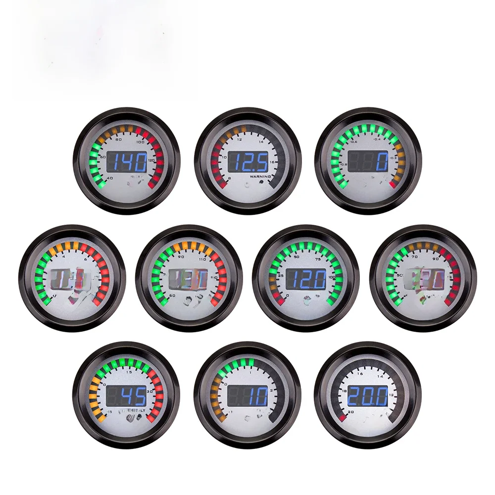 「DRAGON」2" 52mm Tachometr Woltomierz Wzmacniacz bar/psi Podciśnienie Air-Fuel Ratio Temperatura wody Temperatura oleju Prasa oleju Miernik EGT do samochodu 12V — 2
