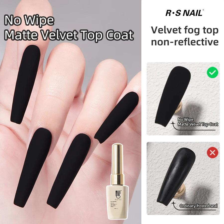 RS NAIL 12g Fluwelen Matte Top Coat Gel Nagellak Geen Veeg Matt Fluwelen Gel Top Coat LED UV Semi-Permanente Nagel Losweken Vernis