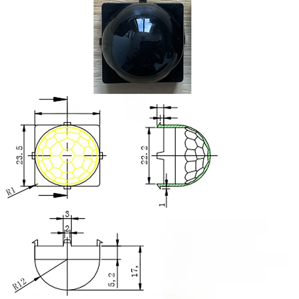Lentille optique de Fresnel PIR pour capteur de détection infrarouge pyroélectrique du corps humain, 1 pièce