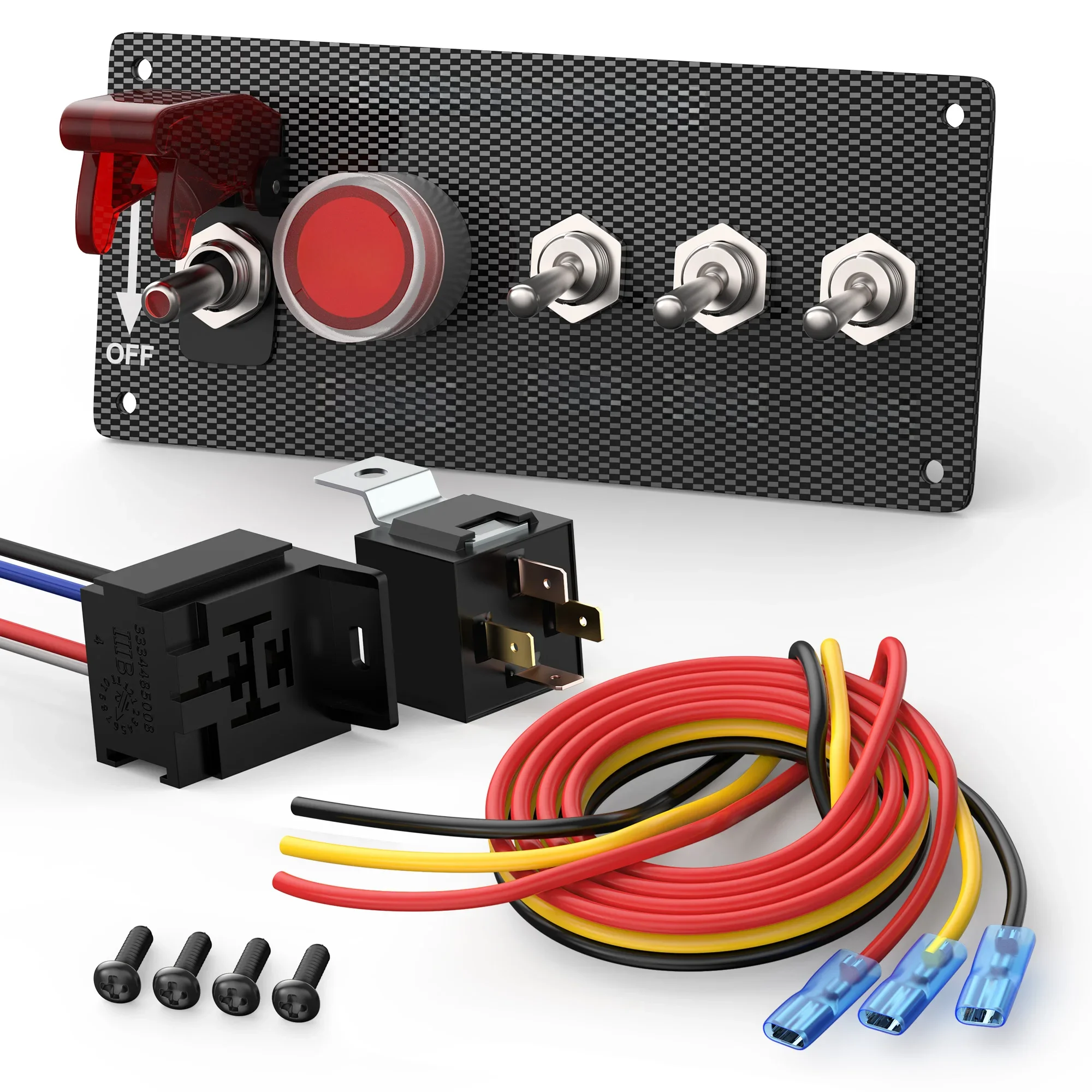DaierTek 12V Racewagen Contactslot Paneel Motor Start Stop Ontsteking Drukknoppen LED Tuimelschakelaar Panel Carbon Voor vrachtwagen - afbeelding 2