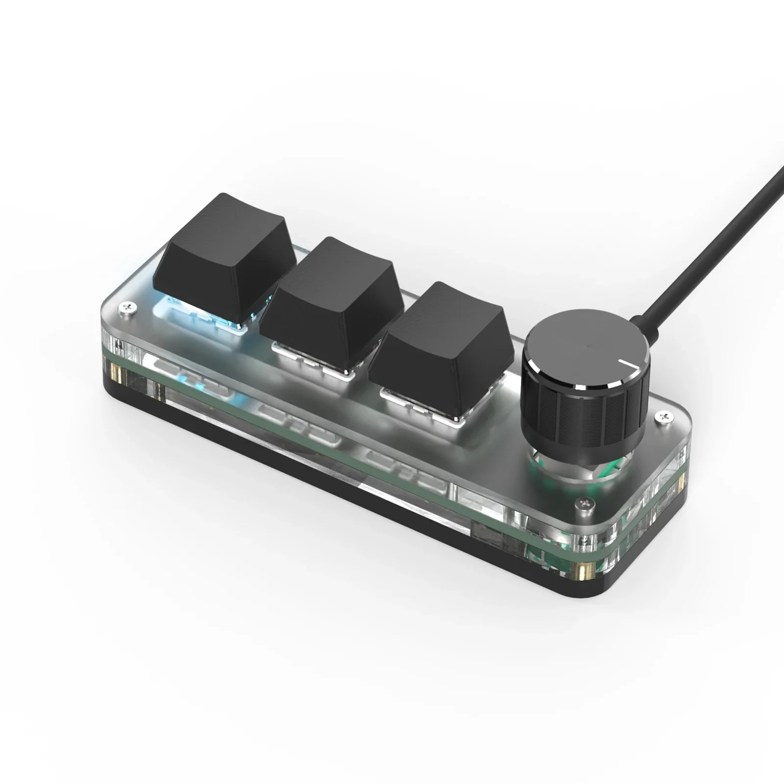 Macropad Klawiatura do programowania makro RGB Mini Hot Swap Gaming Niestandardowe pokrętło Klawiatury Czerwony przełącznik 3 klawisze Pokrętło do Photoshop Multimedia — zdjęcie 2