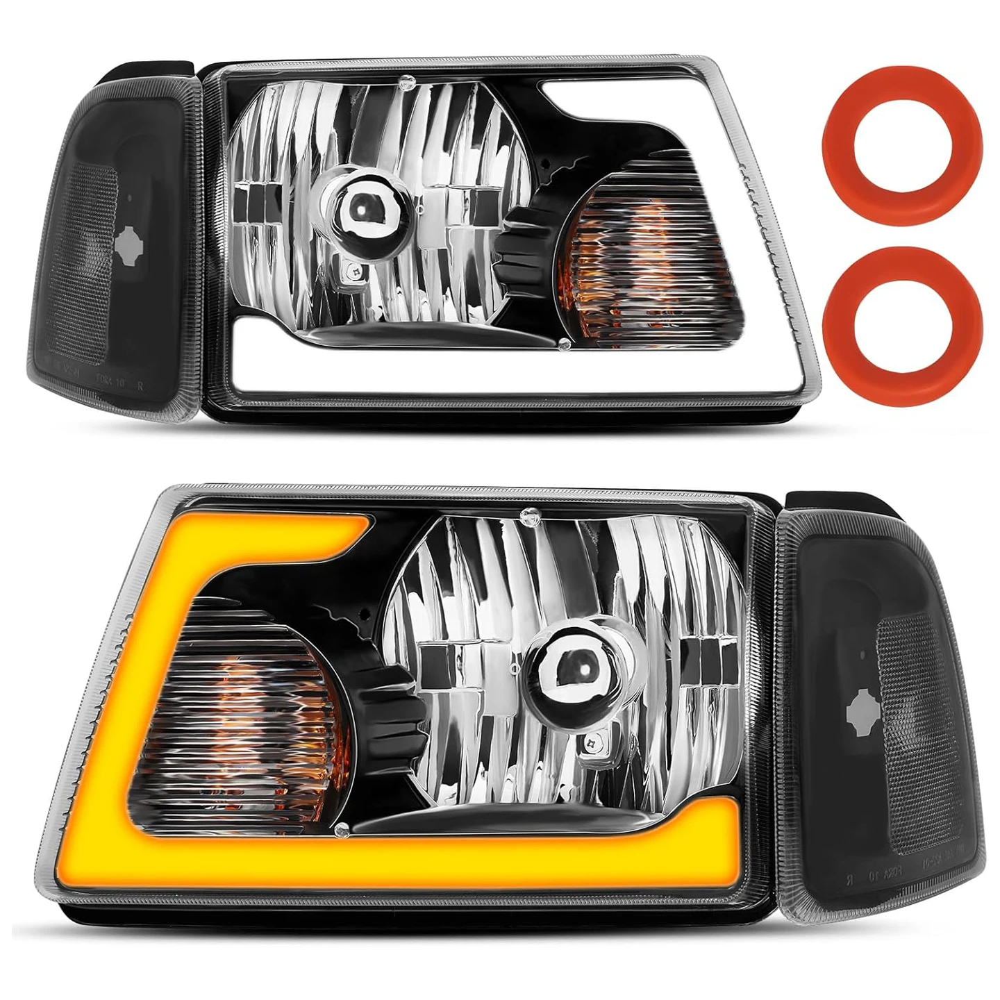 

SHAWHO AUTO Headlight Assembly Fit For 2001-2011 Ford Ranger w/LED DRL Sequential Turn Light 01-11 Ranger with Corner Lights