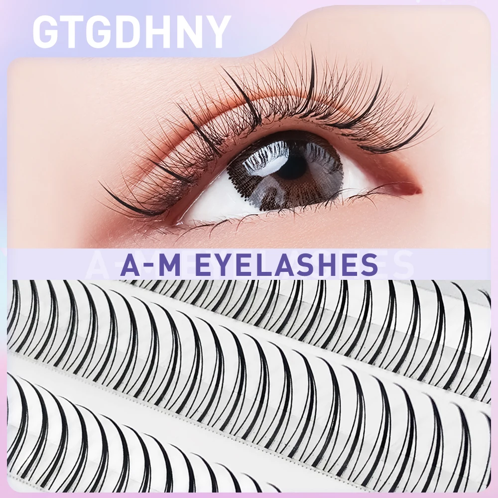 A/M Shape Spikes Fish Tail Cluster Eyelash Mix Heat Bonded Extension V Under Lower Lashes Individual Makeup DIY Premade Fan Set