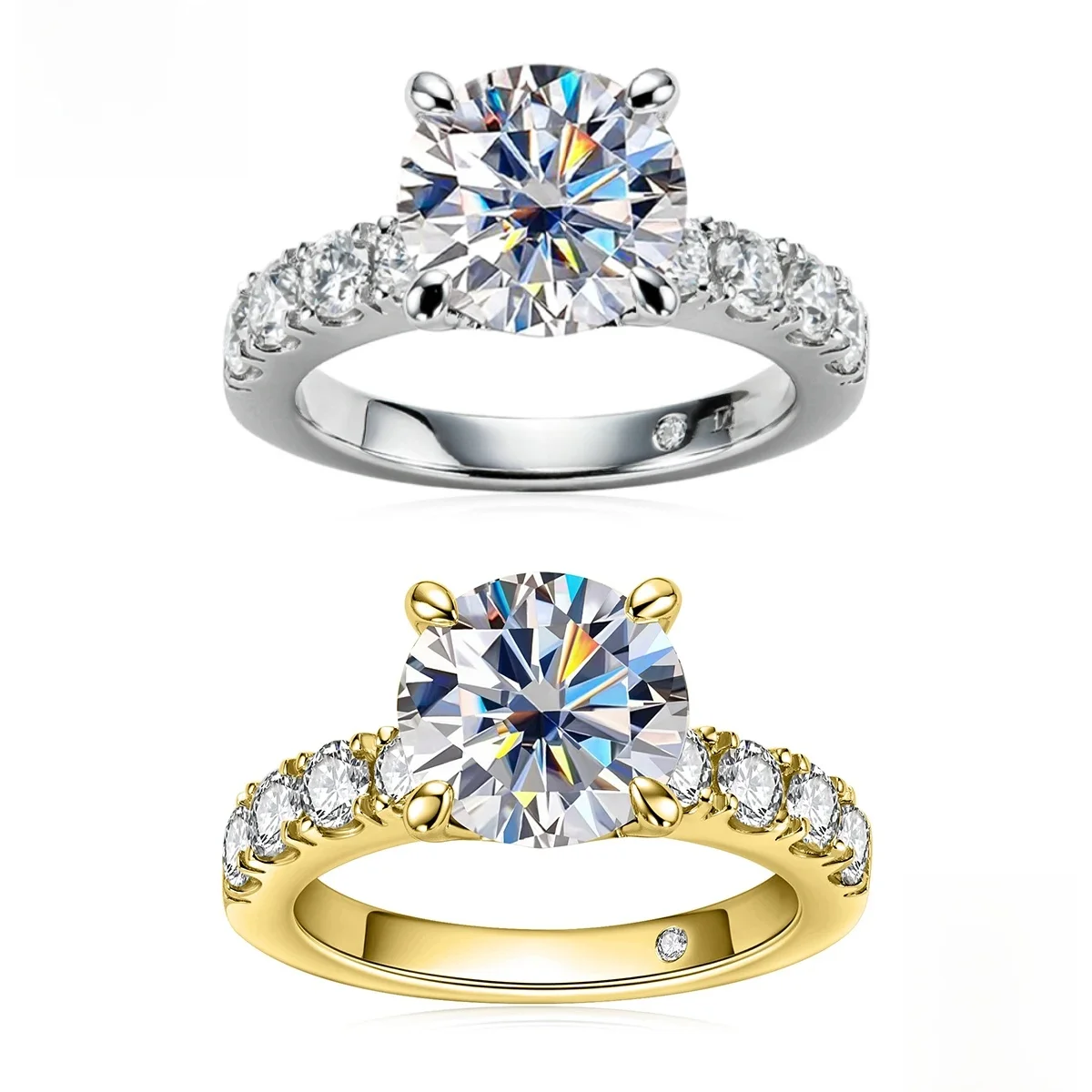 ANU JEWEL AnuJewel 4.3cttw D Couleur Moissanite Bagues de Fiançailles en Argent Sterling 925 Plaqué Or 18k Lab Créé Bagues de Mariage en Diamant 3