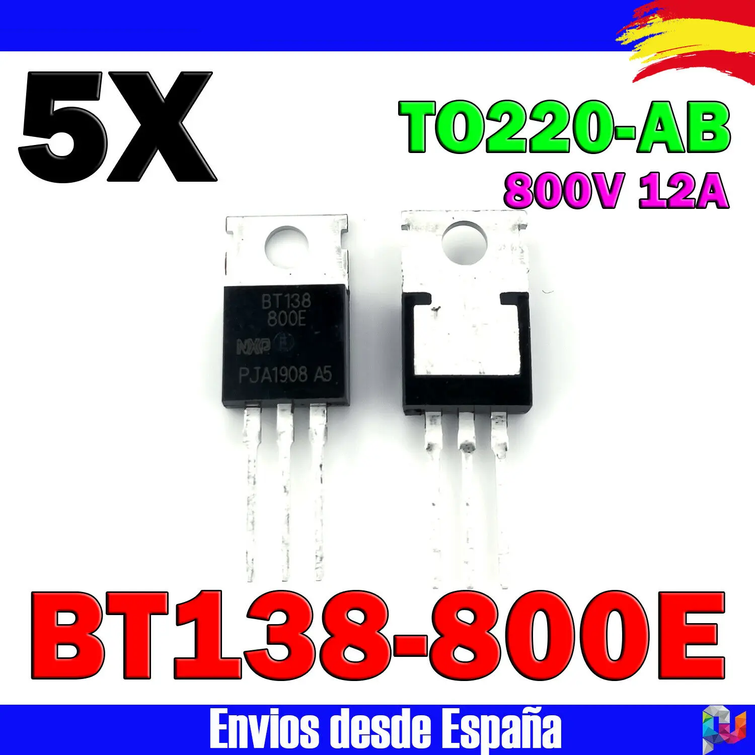 5X Bt138-800E Bt138 800E Triac 800V 12A To220-Ab