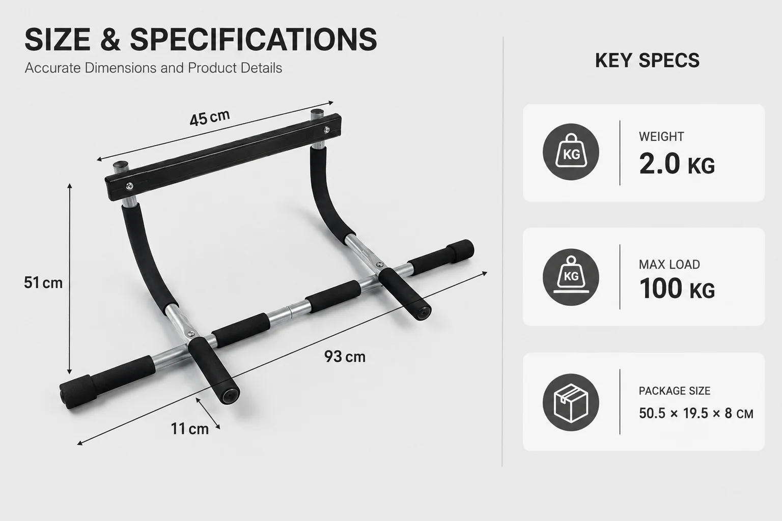 Doorway Pull Up Bar No Drilling Over Door Chin Up Bar Upper Body Workout Home Gym Equipment with Sponge Handle Hanging Exercises for Fitness Training at Home Heavy Duty Steel 100kg Capacity view 6