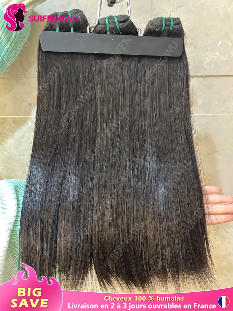 15A Double Drawn Vietnamese Tissage Cheveux Humains Lisses Vierge Non Traitée, Qualité Supérieure Extension Cheveux 100%