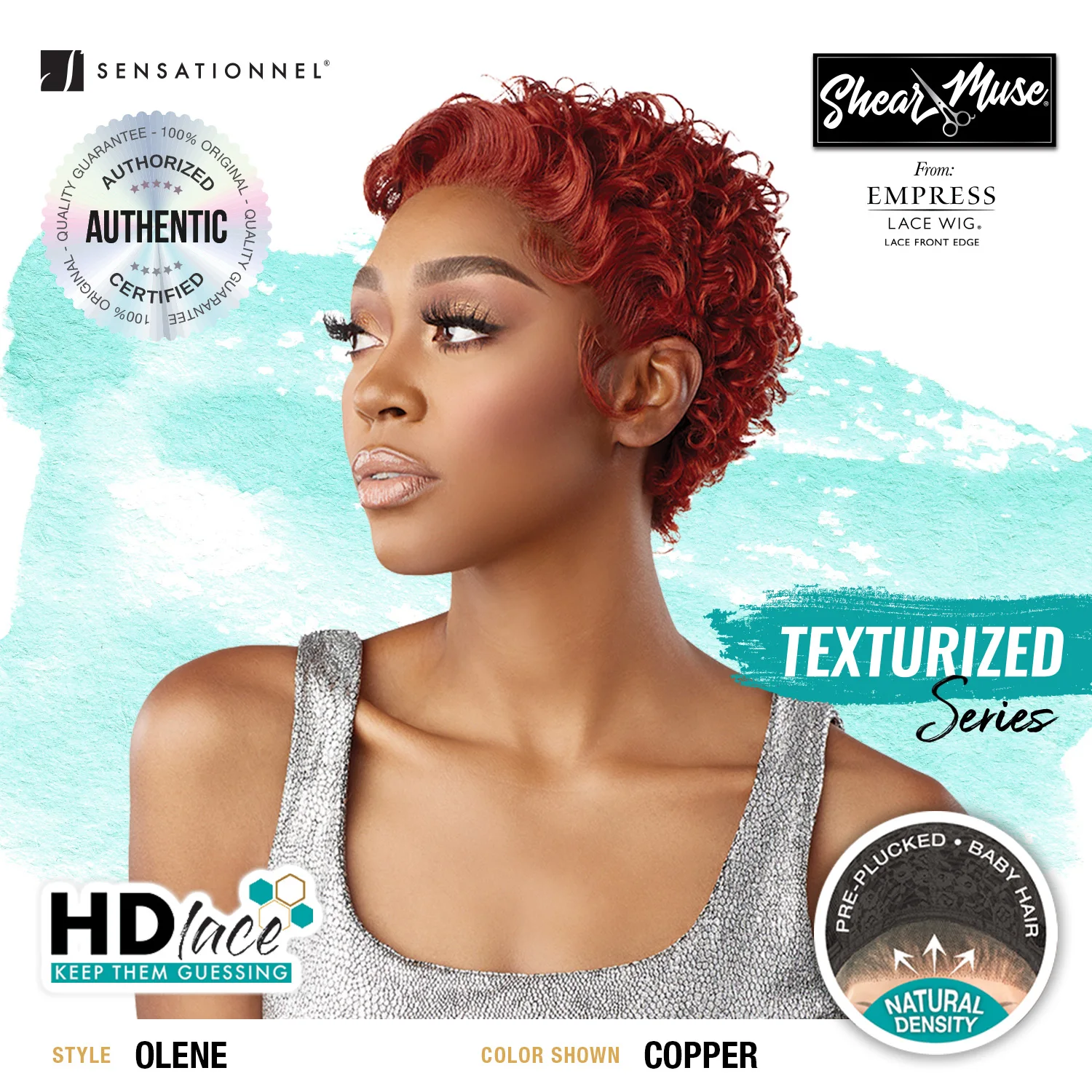 Sensationnel Shear Muse HD Lace Front Wig Empress Edge Olene - Bob, HD Lace, Seamless Blend, Effortless Style