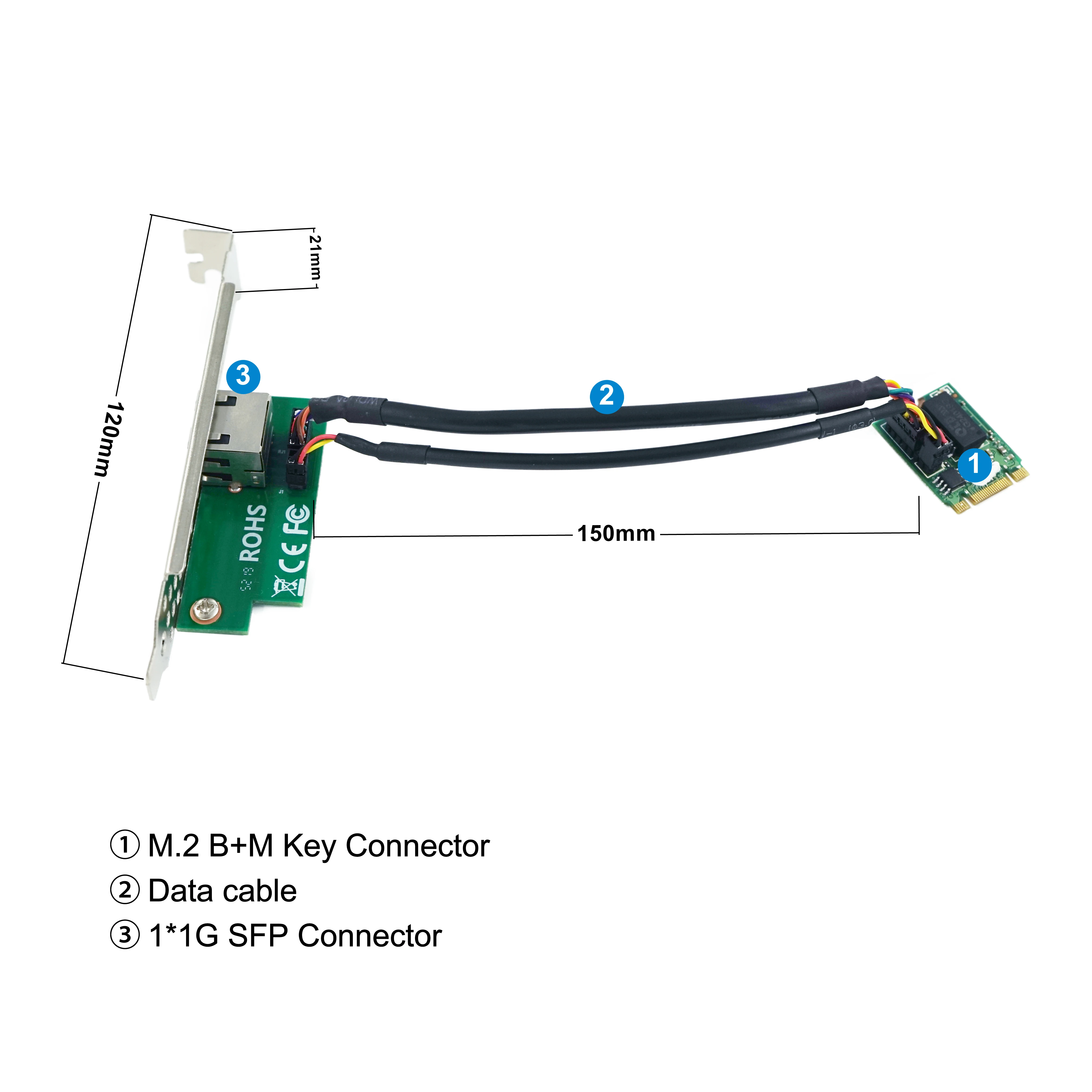 LR-LINK 2211PT Gigabit Ethernet Single Copper RJ45 Intel I210 Chip M.2 B+M Key  m.2 Network Card Adapter