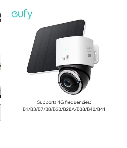 BLACK FRIDAYeufy Security 4G LTE Cam S330 4K Cellular Solar Security Cameras Wireless Outdoor Pan & Tilt 4G Wi-Fi Duo-Mode