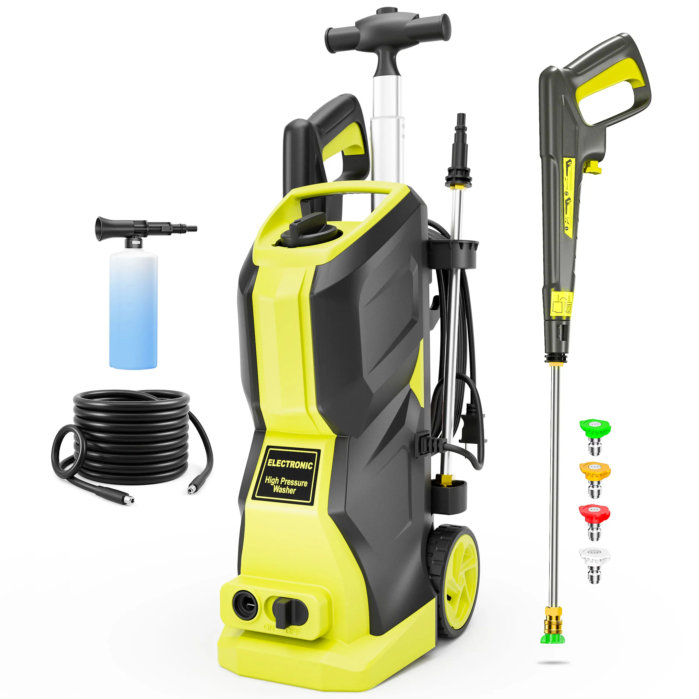 

Electric Pressure Washer 5000PSI Max 2.6GPM Power Washer with 25 Ft Hose 16.3Ft Cable High Pressure Cleaning Machine for Car