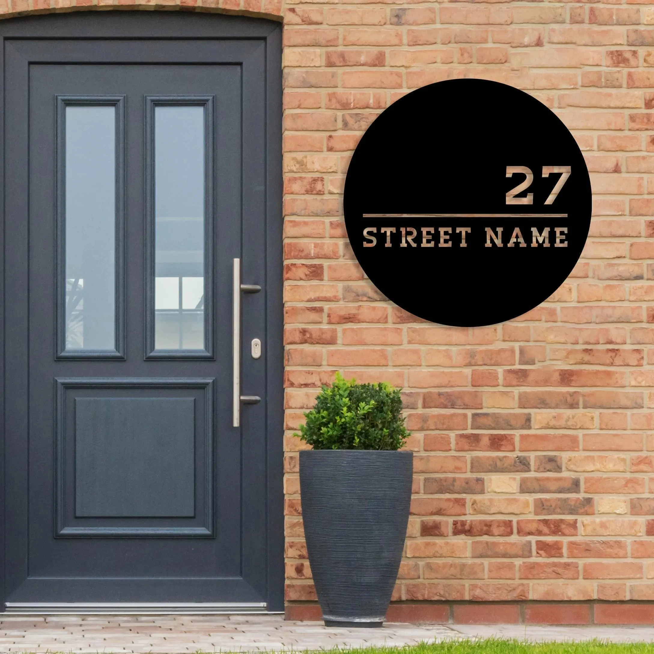 

Personalized Round Address Metal Sign, Mid Century Modern Address Sign, Custom Home Entry Gift, Street Name Plaque