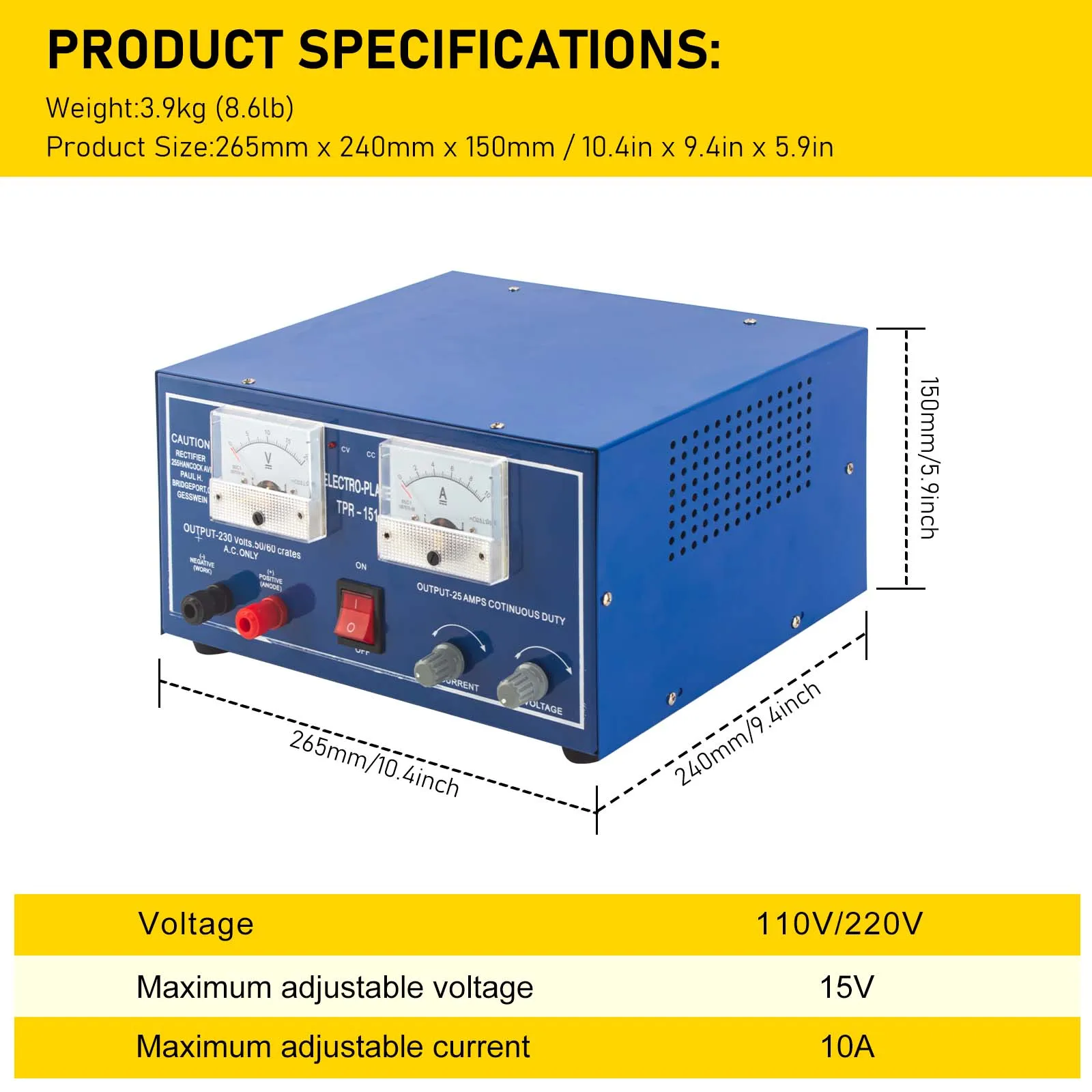 TPR-1510 Gold Plating Machine for Jewelry, Gold Silver Electroplating Machine Rectifier 30A Plating Machine Kit Jewelry Plater