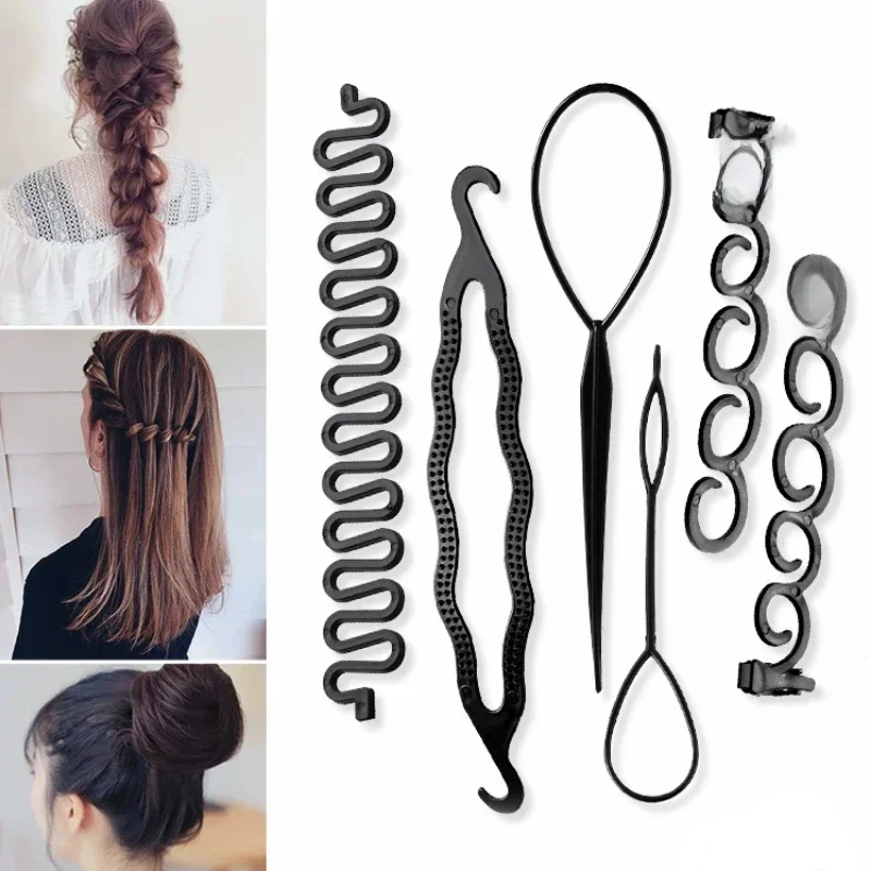 1/2/3/4 pcs/set Queue De Cheval Cheveux Outils De Coiffure Ponytail Titulaire Topsy Boucles cheveux Chignon Maker Tresses Beauté Maquillage Coiffure Tresseurs
