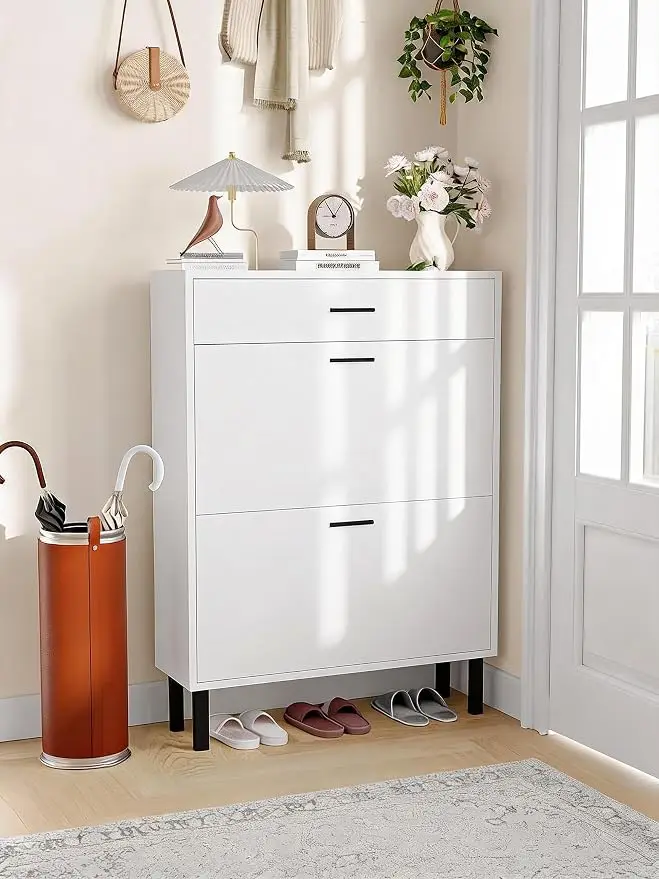 Mobiletto salvaspazio per scarpe, ideale per l’ingresso, con vani contenitori in MDF – design moderno e indipendente, perfetto per corridoi o stanze dedicate alle scarpe.