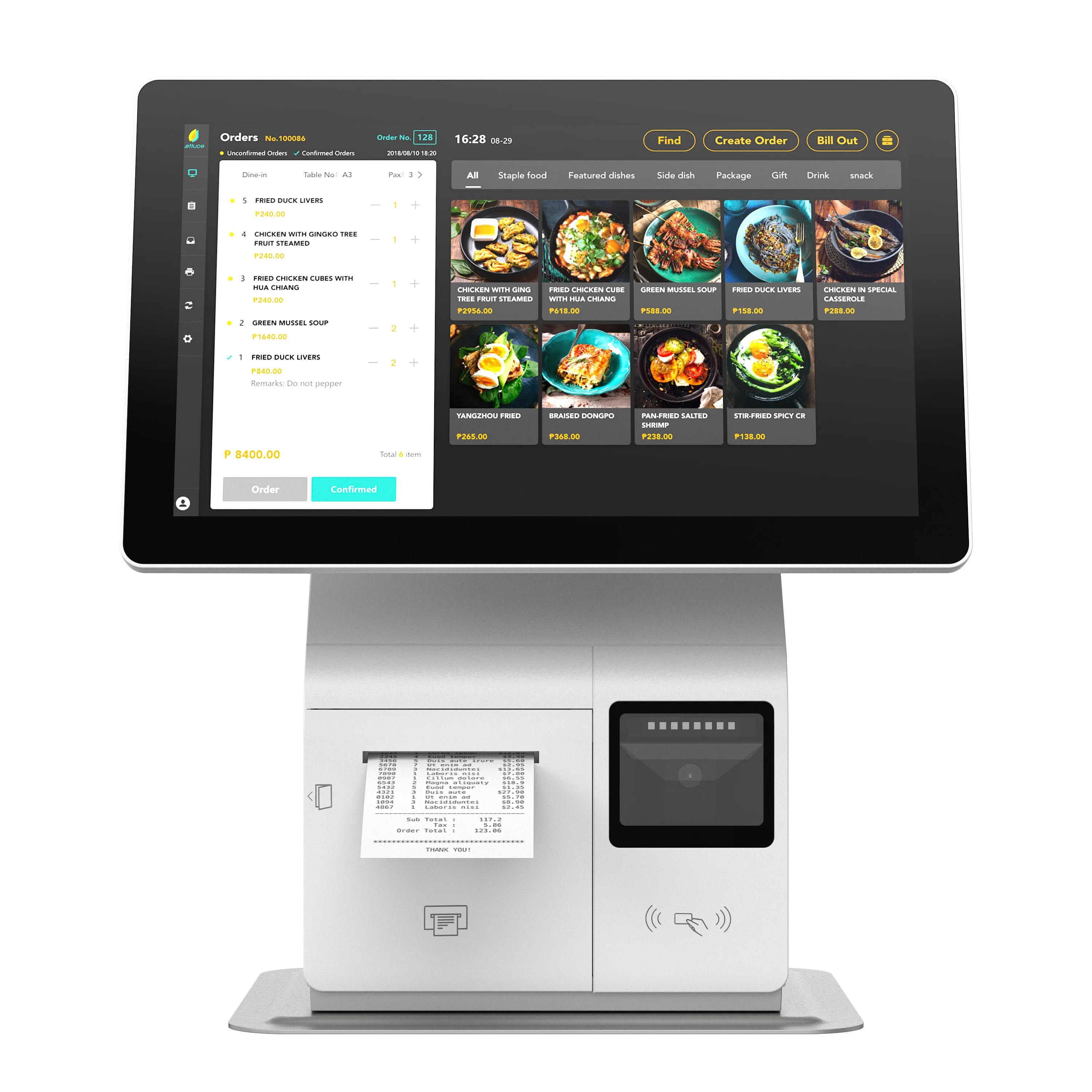 Self Service KIOSK 15,6" FHD, Android ou Windows com Impressora, scanner, tela sensível ao toque de 10 pontos, Android ou Windows