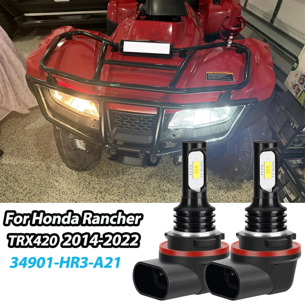 2PCS 34901-HR3-A21 LED Fog Light Bulbs For Honda Rancher TRX420 2014 2015 2016 2017 2018 2019 2020 2021 2022