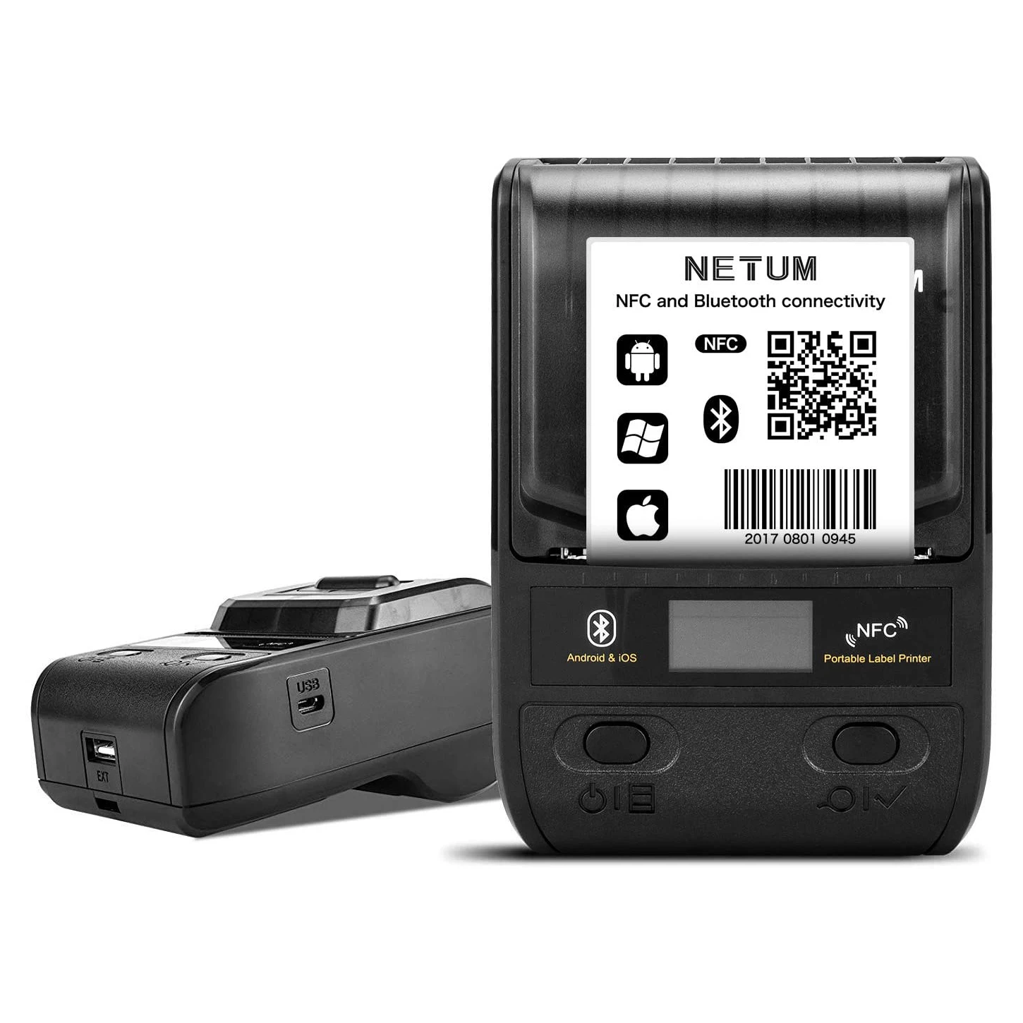 NETUM Bluetooth Thermal Label Printer Mini Portable 58mm Receipt Printer Small for Mobile Phone Ipad Android / iOS NT-G5