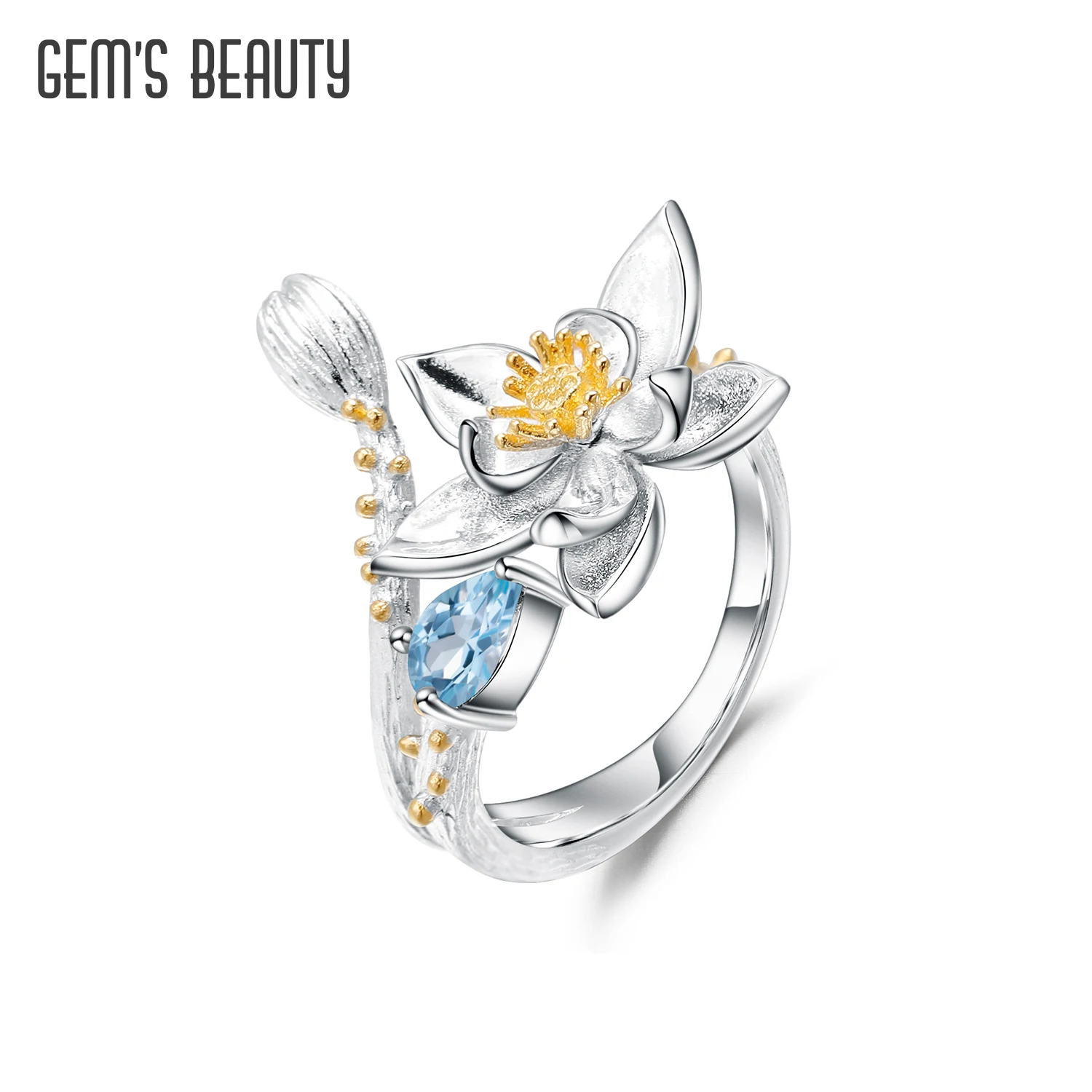 gems beleza real 925 anel de prata esterlina natural suico azul topazio cocktail anel designer criativo joias finas para mulher 01