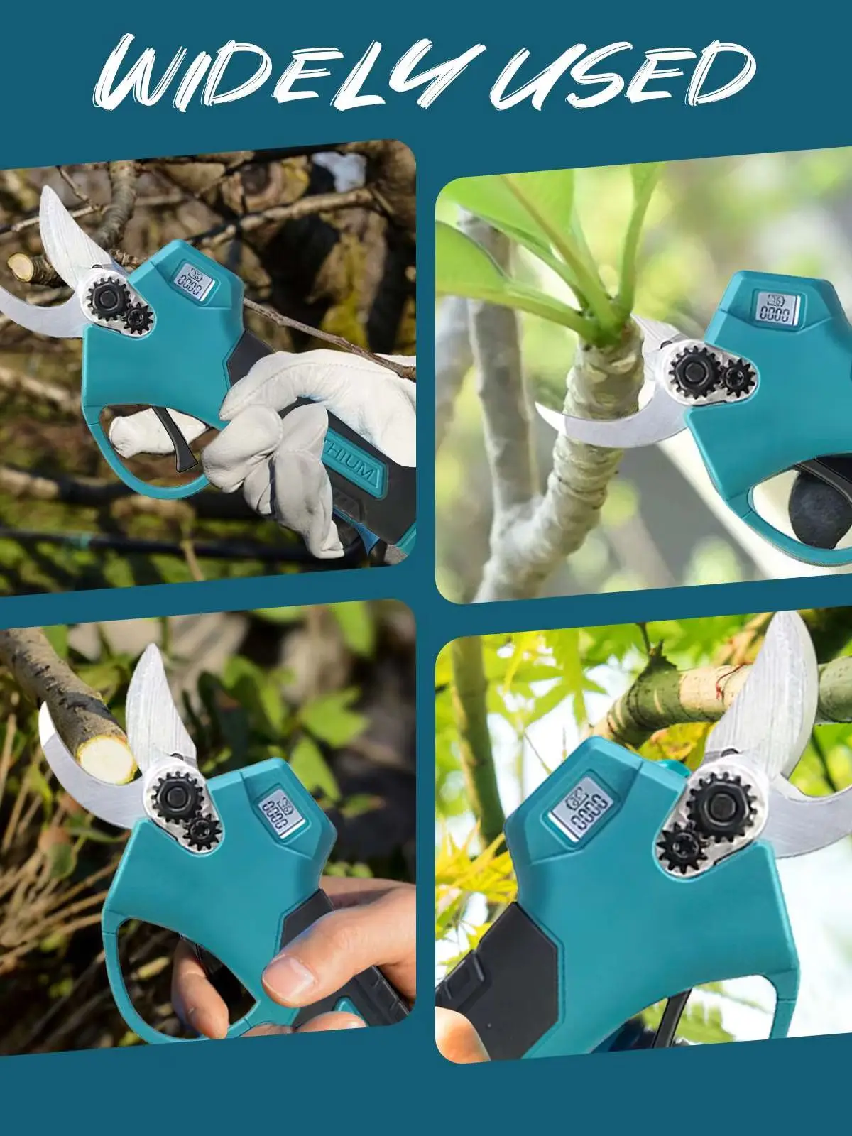 21V Bürstenlose Akku-Gartenschere mit Digitalanzeige, 25mm Schnittdurchmesser, 2 Gänge, Einstellbare Sicherheitsverriegelung, Baumtrimmer