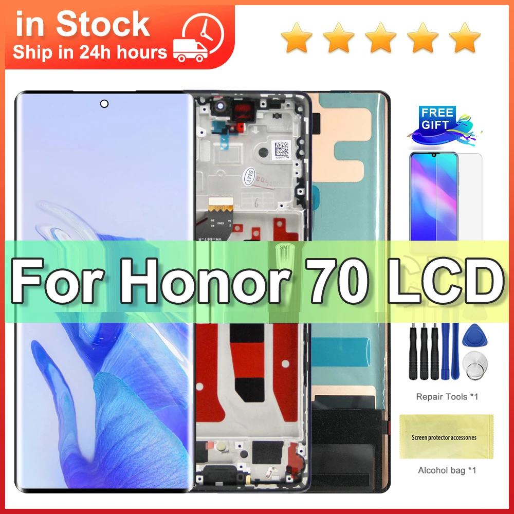 6.67\'\' NEW For Honor70 LCD FNE-AN00 NX9 Display Touch Screen Digitizer Assembly Replace For Honor 70 LCD Display with Frame