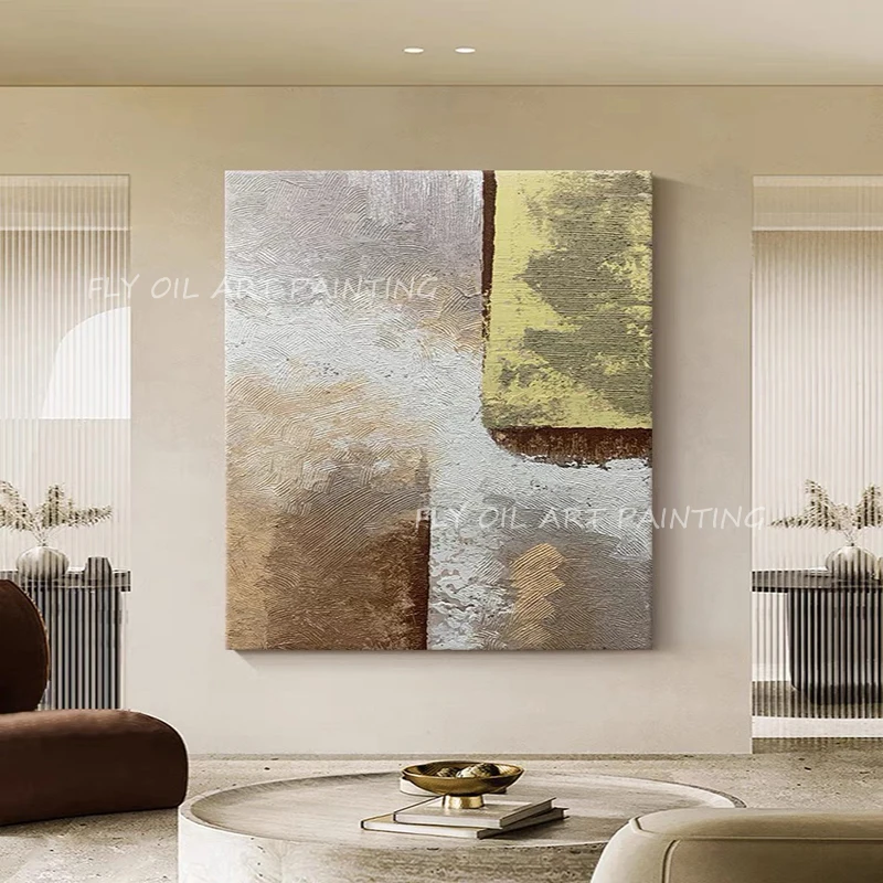 

High quality golden foil 100% Handmade oil painting on canvas texture wall art decor hanging picture for living room