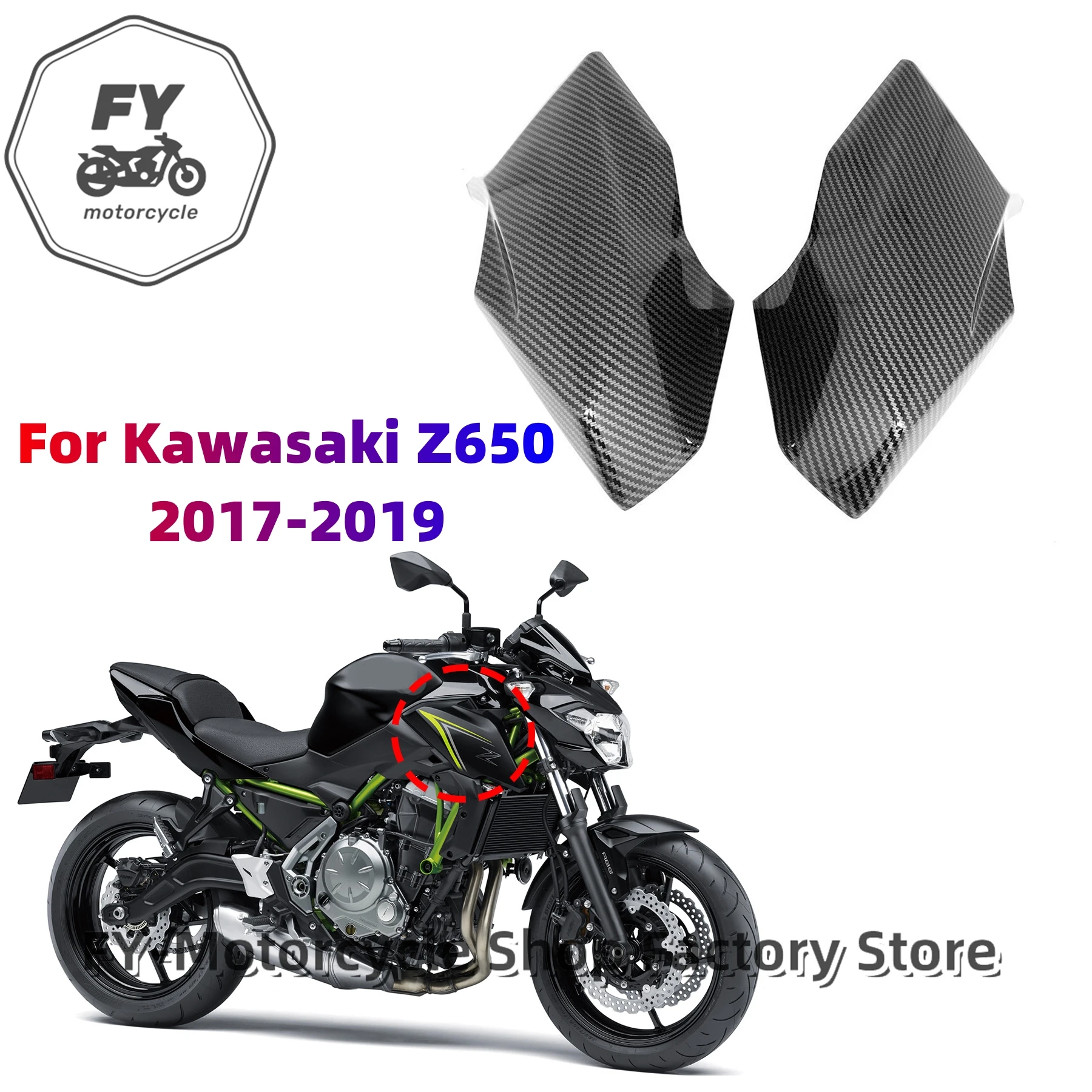 

Z650 Motorcycle Radiator Side Cover Panel Fairing For Kawasaki Z 650 2017 2018 2019 Front Gas Tank Side Cover Panel Trim Cowl