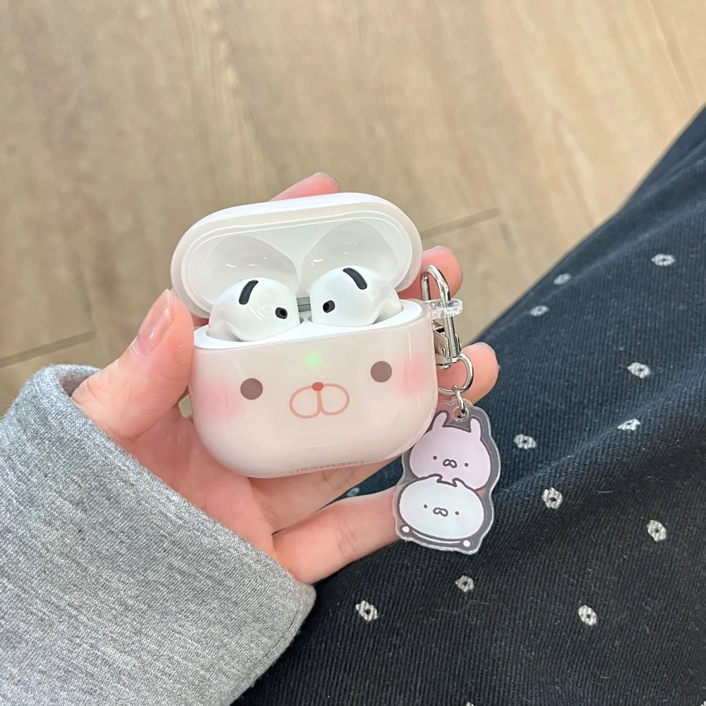 

Cute bunny expression protective case, suitable for AirPods 4/3/2 Pro/2/3, with pendant, fashionable shockproof protective case