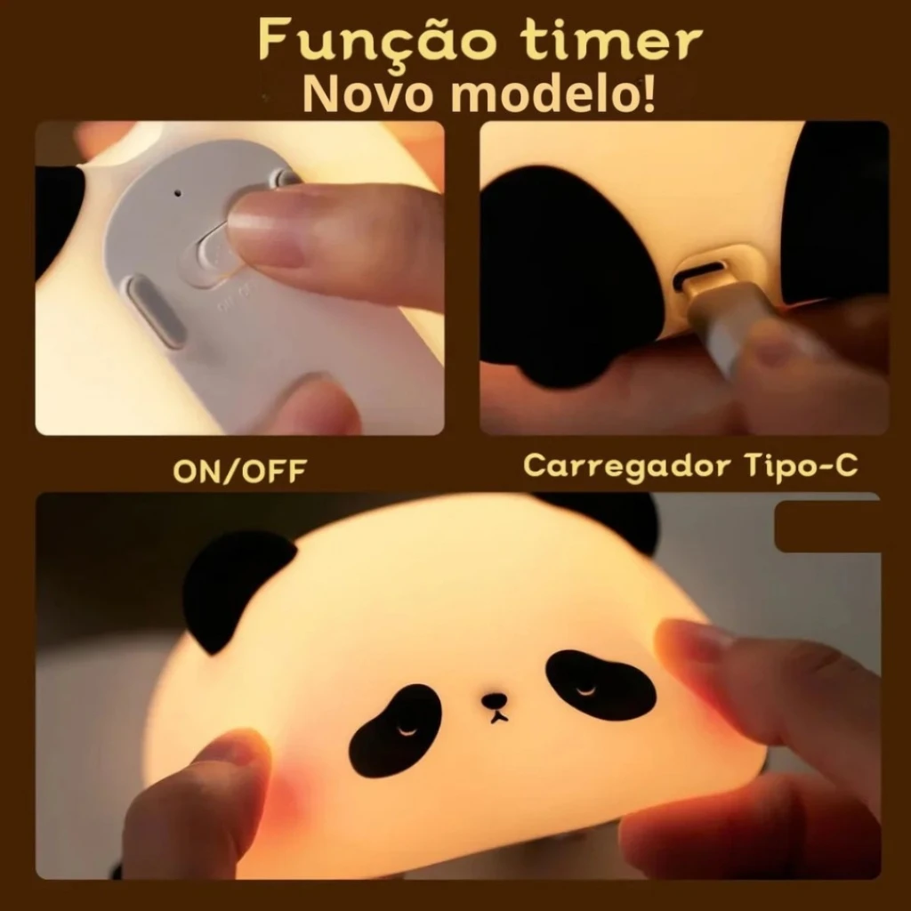 USB recarregável LED Night Lights para crianças, ovelhas fofas, Panda, coelho, lâmpada de silicone, decoração de cabeceira