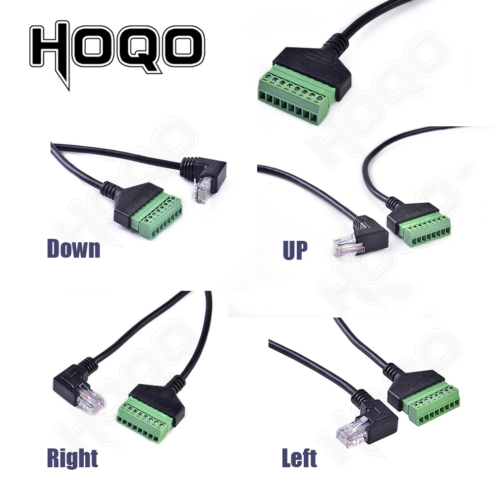 90 degree Rj45 Male to screw terminal Block 8p connector ethernet rj45 to 8 pin screw terminal network adapter cable CCTV DVR