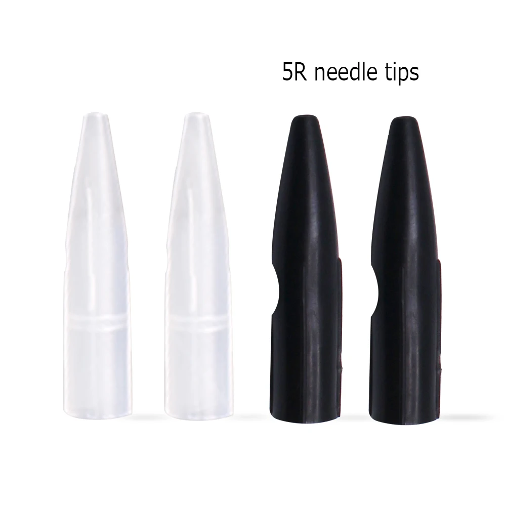 

50pcs Transparent/ Black 5R Needle Tips Permanent Makeup Eyebrow and Lip Mosaic/Dragon/Merlin Tattoo Machine Needle Caps