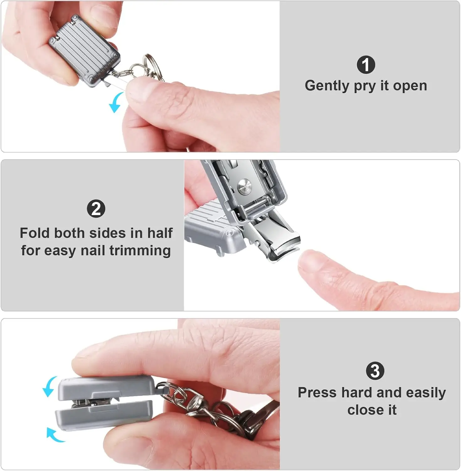 ABLY Portable Foldable Travel Nail Clipper, Stainless Steel Splash Proof Design, Mini Nail Trimmer Perfect for Home and Outdoor