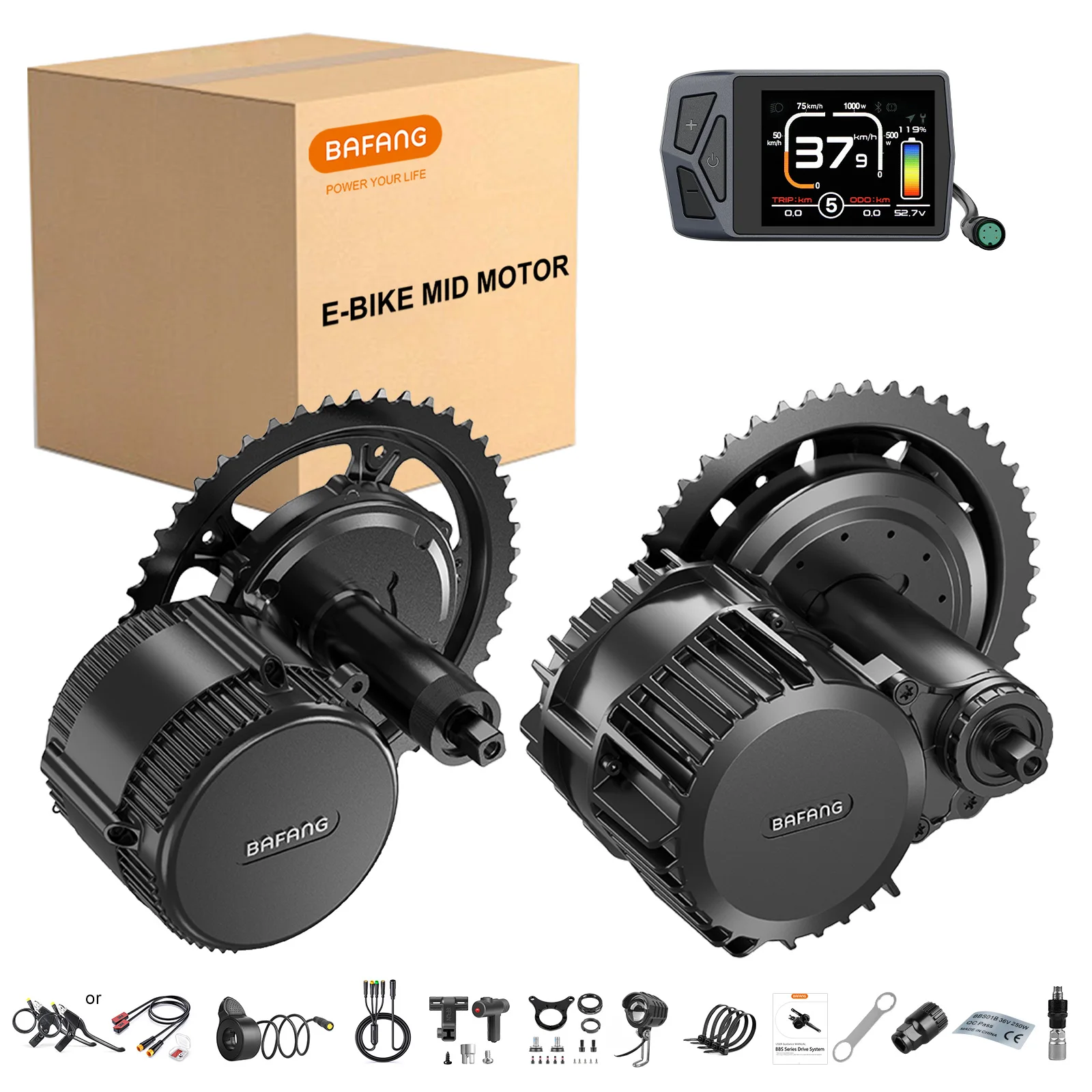 Image of Bafang Motor CAN-Protokoll 250W 350W 500W 750W 1000W Motor-Kit 36V 48V 52V Mittelmotor E-Bike Umrüstsätze 8funM215 M315 M625 BBS01B BBS02B BBSHD 68/73MM 100MM 120MM