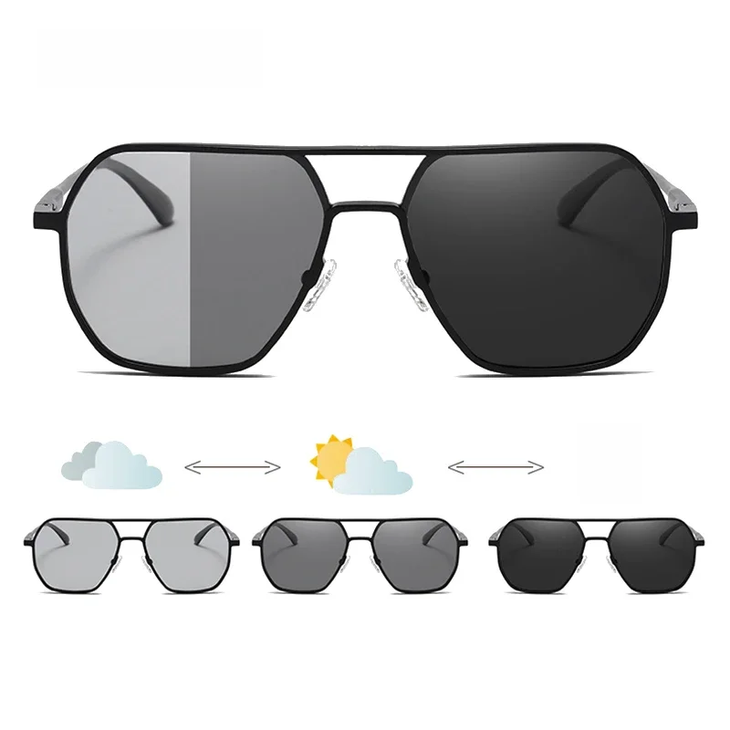 Luxus Metall Photochrome Sonnenbrille Männer Frauen Mode Polarisierte Sonnenbrille Stilvolle Chameleon Anti-glare Driving Shades UV400