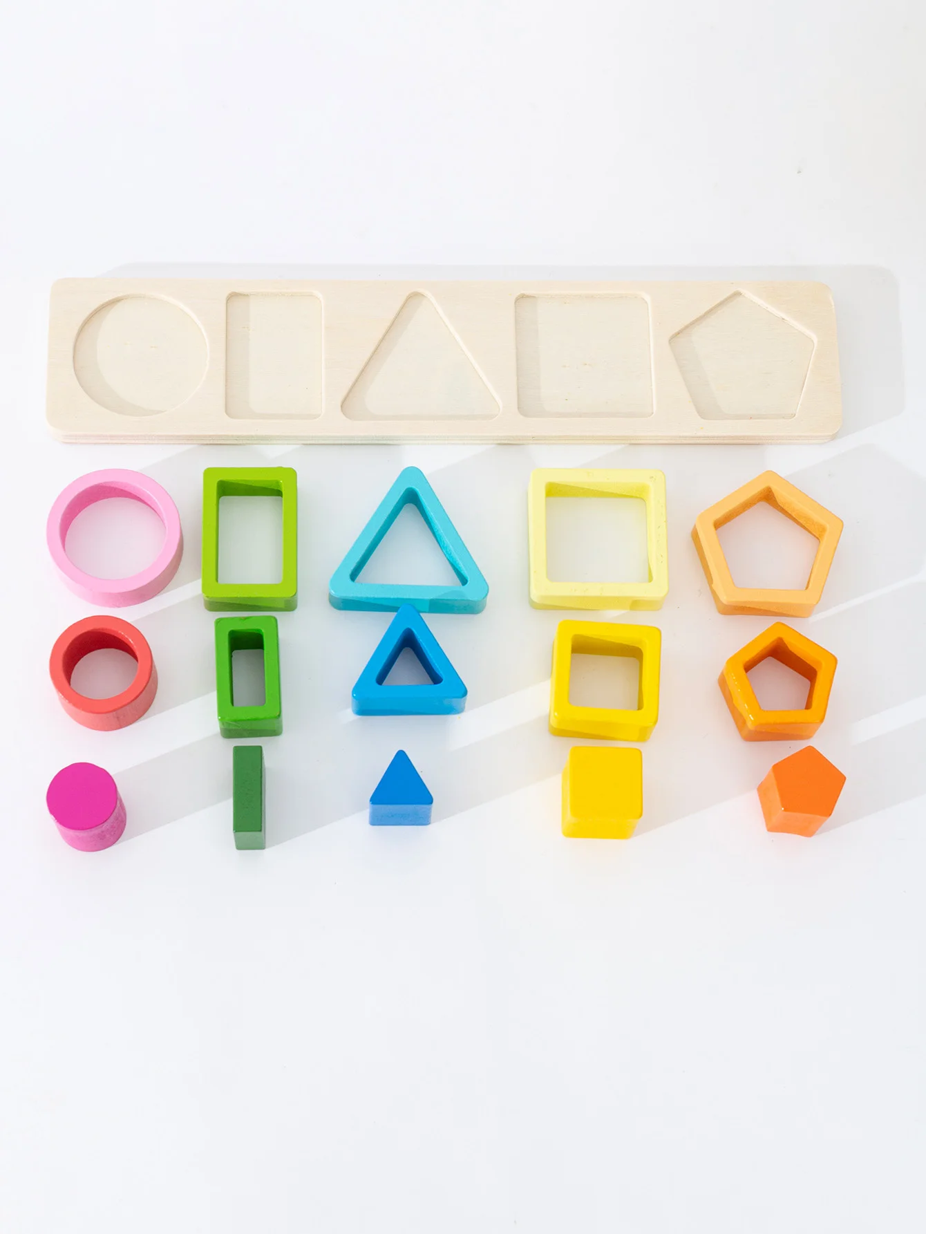 5 Sets Geometric Shape Sorting Stacking Toys, Early Learning Color & Shape Recognition Matching Toys