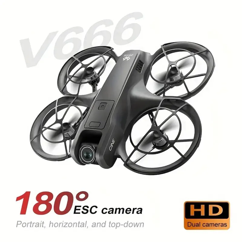 

V666 2, квадрокоптер 4G WiFi с 180 ° Камера — передача видео 4K HD, бесщеточные двигатели, 1-осевая стабилизация подвеса,