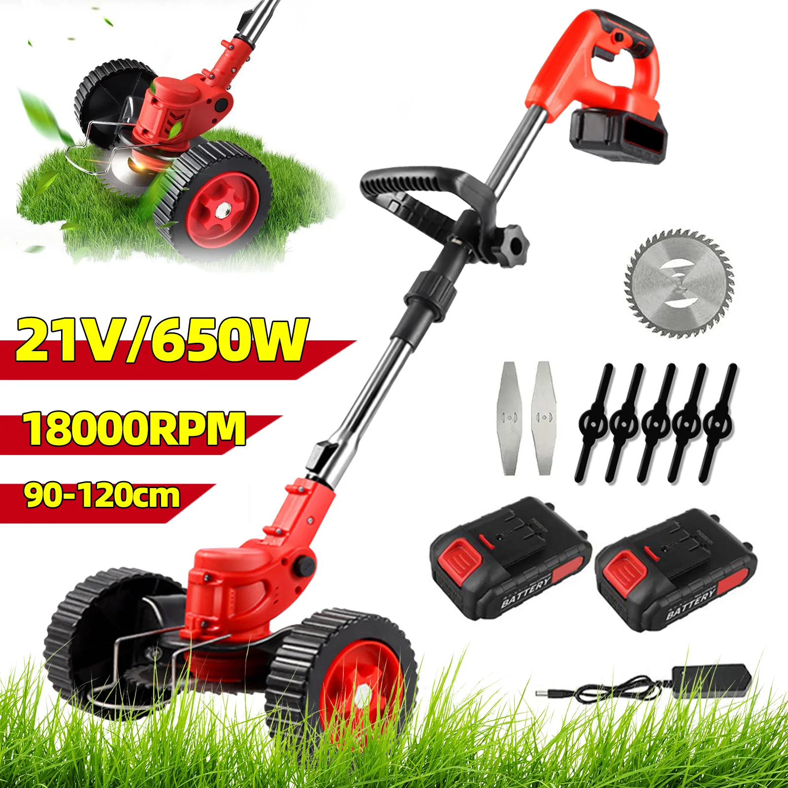 650W 21V Cordless gray String Trimmer RPM Electric Lawn mover Adjustable Weed Foldable cup Garden For Makita Battery