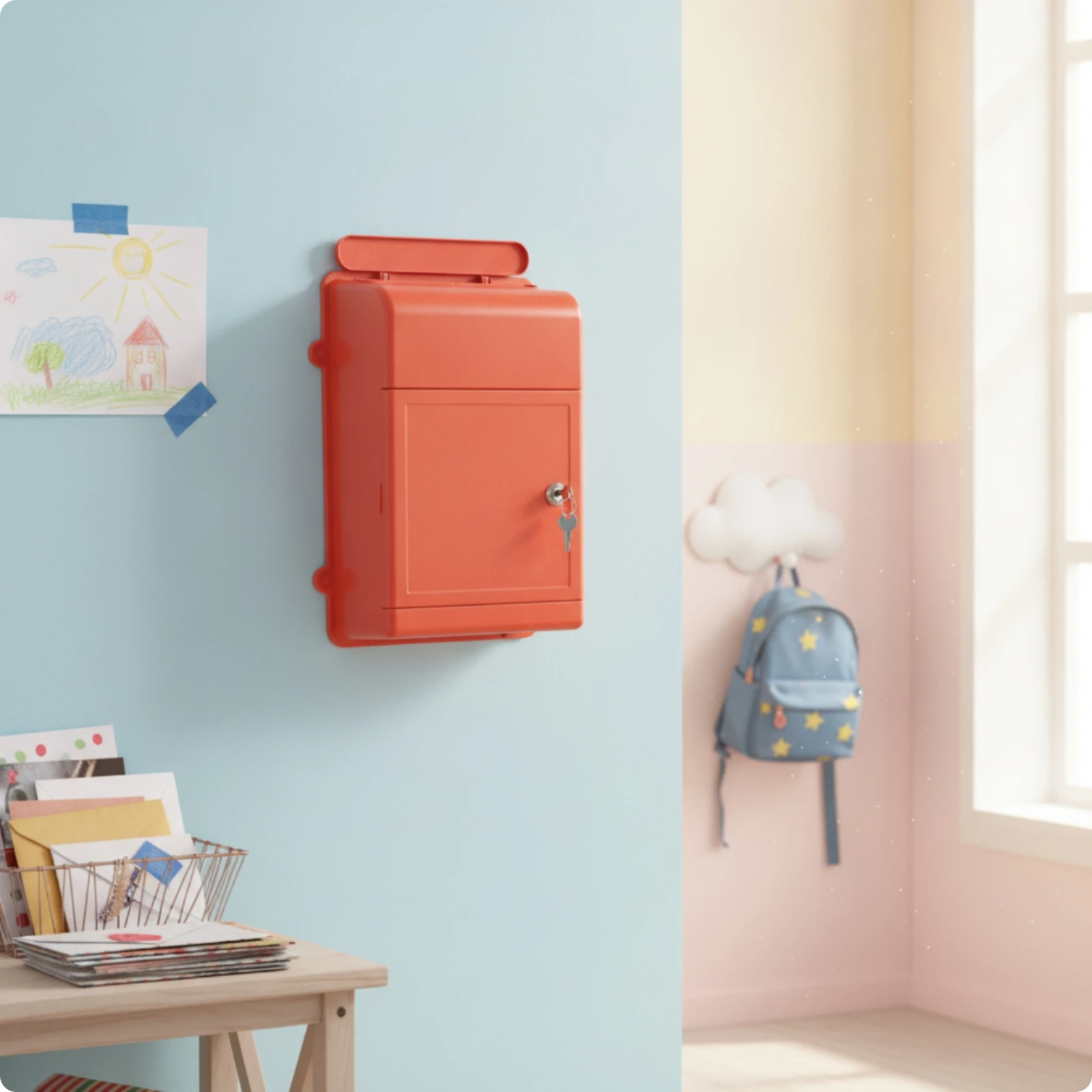Locking Wall Mounted Mailbox with Lock & Key Large Capacity Letter Box Lockable Mailbox Mail Storage for House Apartment Office