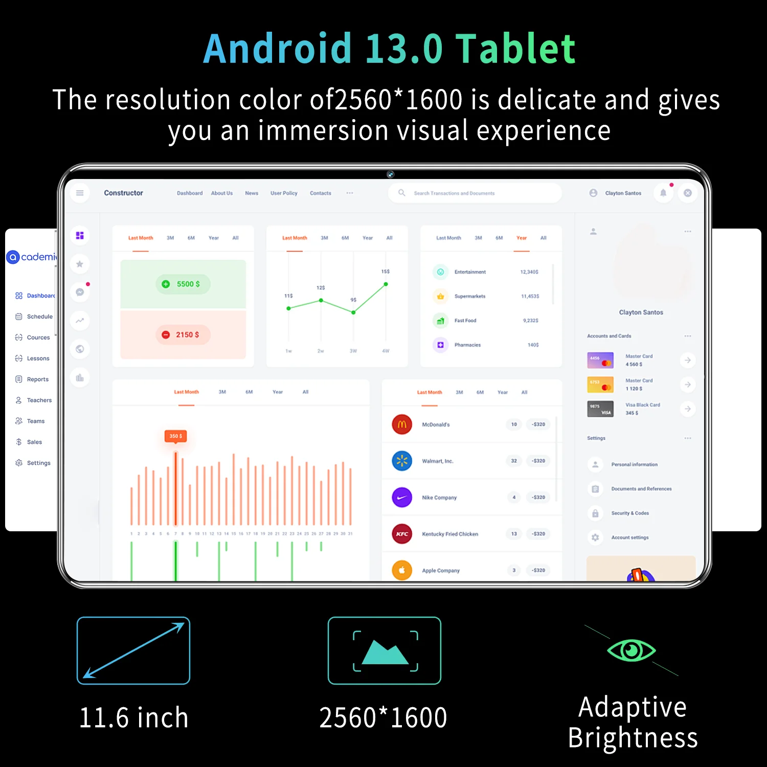 2024 New 5G Tablet 11.6 inch Android 13.0 Tablet MTK6797 16GB RAM 1TB ROM Tablet PC Dual Cameras Dual sim card Wifi Type-c